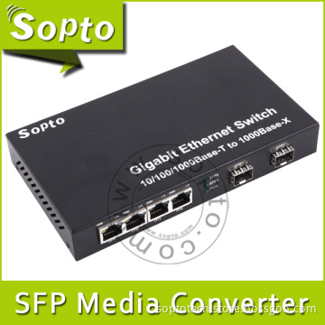 Four 1000m UTP Fiber Optic Media Converter (SPM-E14T2X-PX)